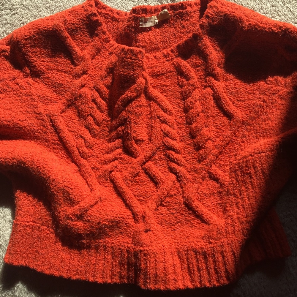 Anthropologie Red Cable Knit Sweater - Sleeping on Snow